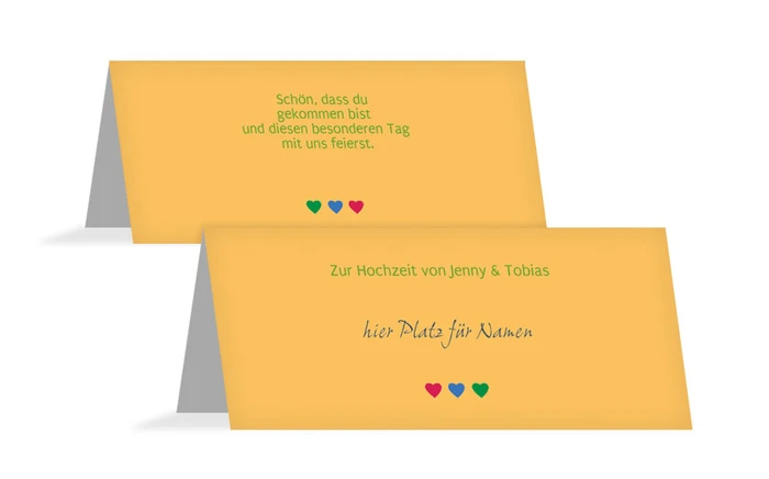 Tischkarte Dreiherzen