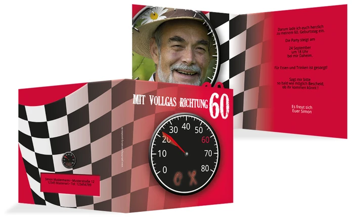 Einladungskarte Geburtstag Vollgas 60 Einladungskarte Geburtstag Vollgas 60