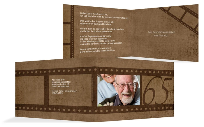 Geburtstagseinladung Retrofilm 65 Foto Geburtstagseinladung Retrofilm 65 Foto