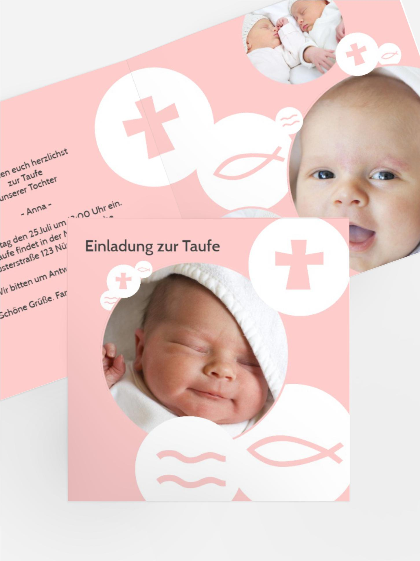 Einladungskarte Taufe Taufsymbole