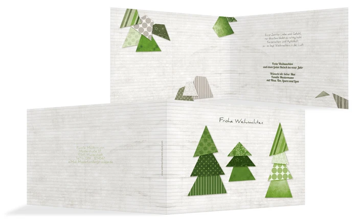 Weihnachtsgrußkarte Privat Schnipselbäume