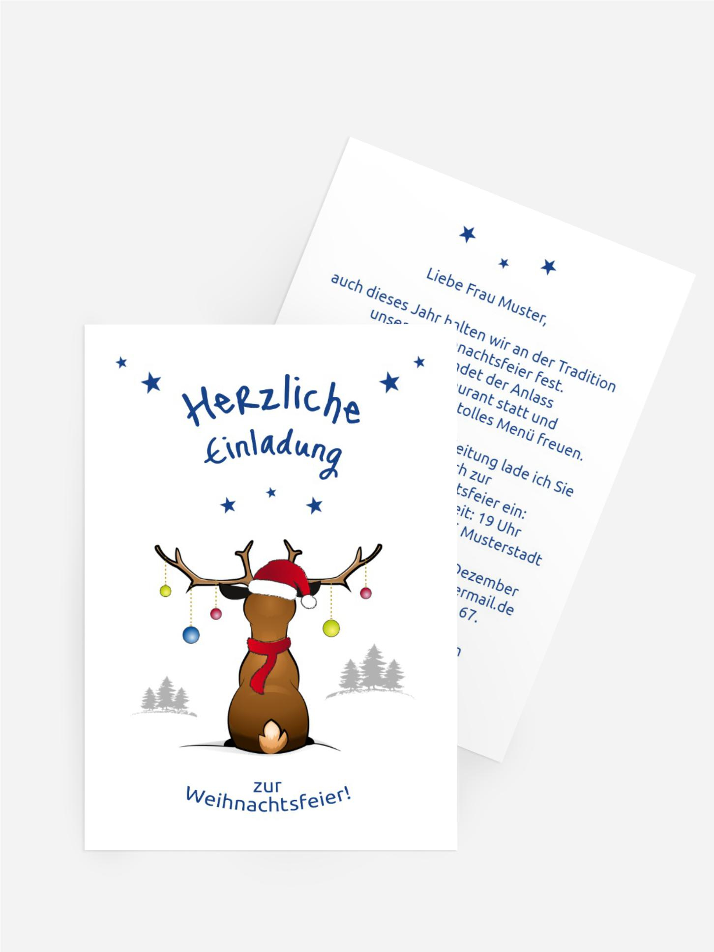 Weihnachtseinladung Geschäft Rudolph