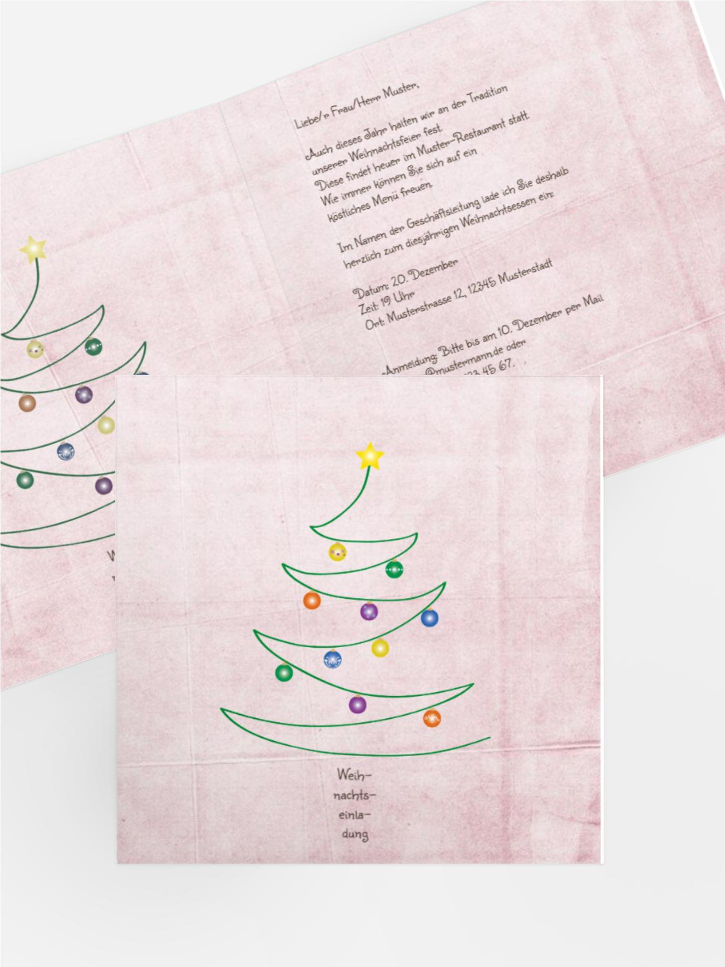 Einladung Geschäftlich Weihnachtsbaum