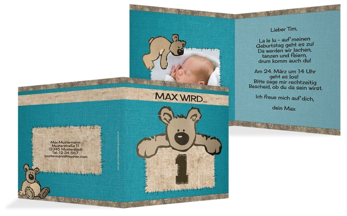 Geburtstagseinladung Kuschelbärchen Foto