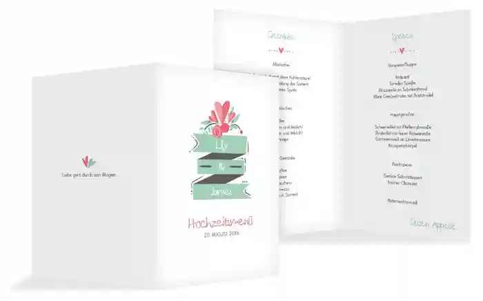 Hochzeit Menükarte Du & Ich