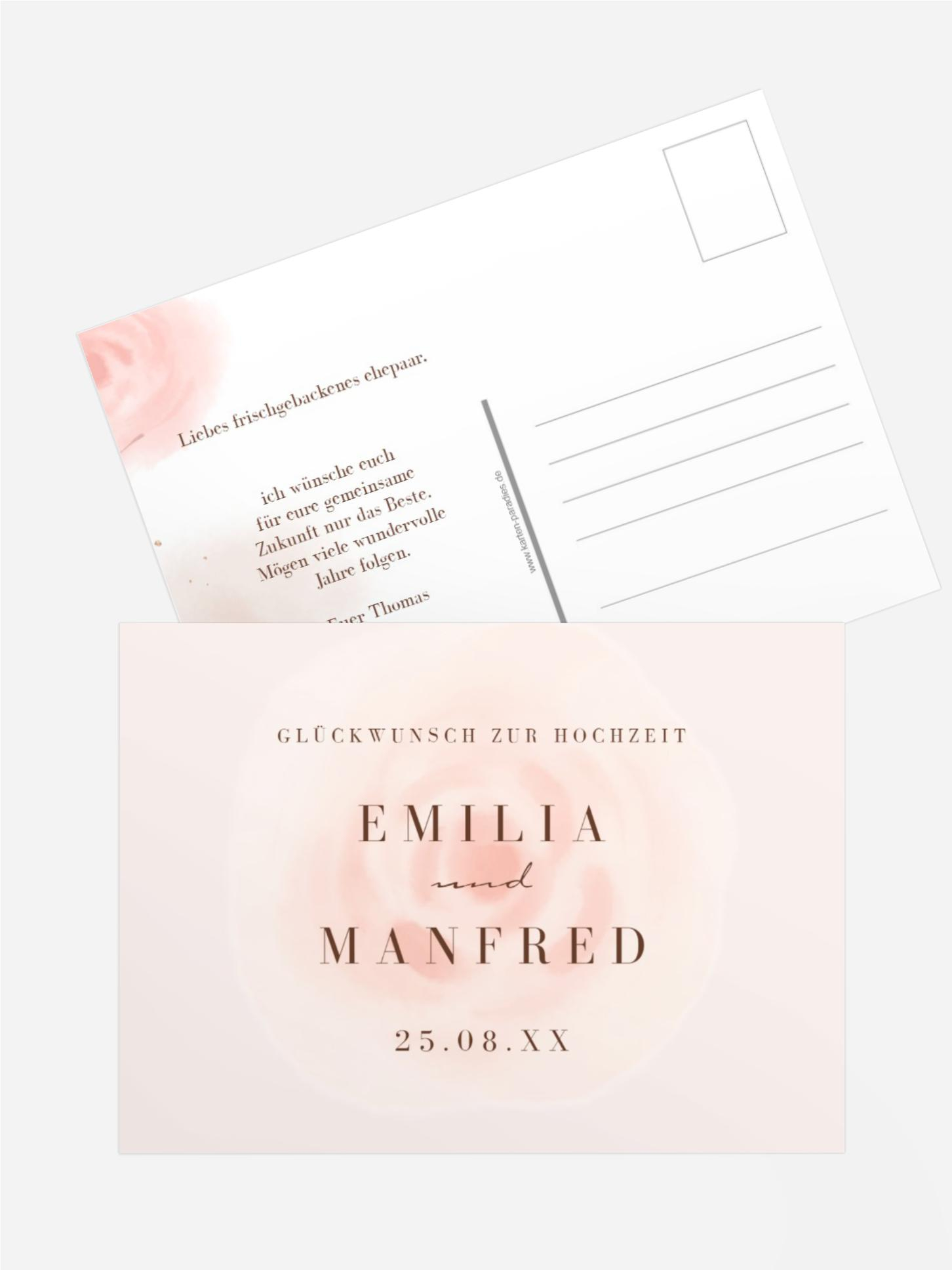 Glückwunschkarte zur Hochzeit Aquarall Natur