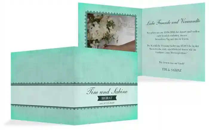 Hochzeitskarte Vintage Spitzenbordüre