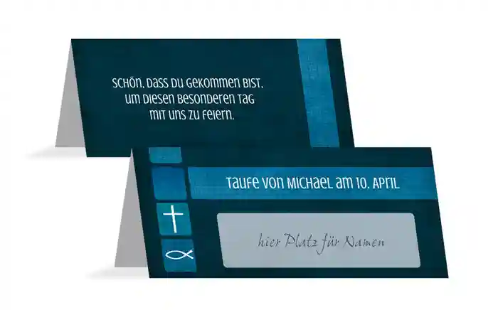 Tischkarte Taufe Glaube und Geborgenheit