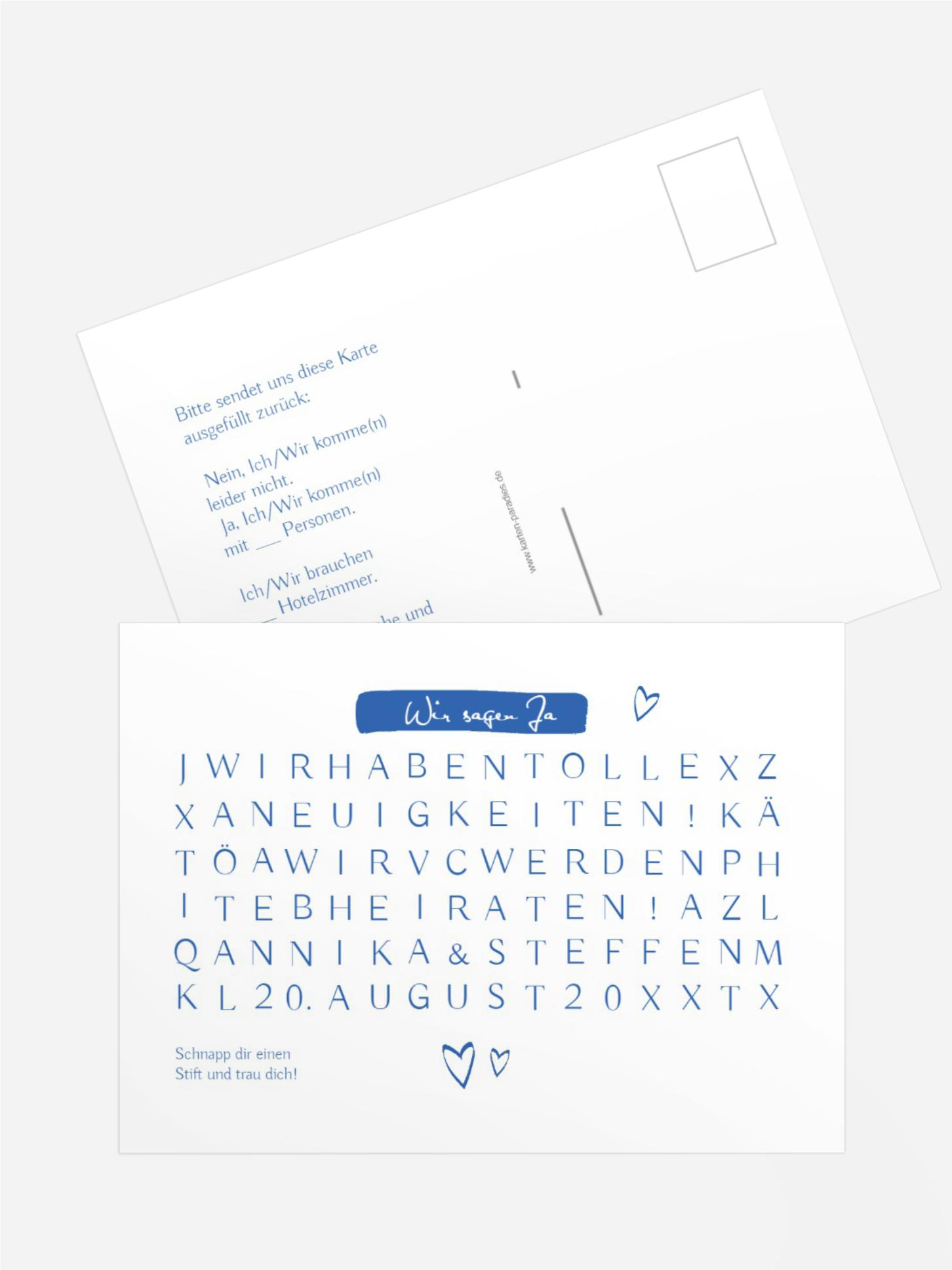 Antwortkarte Buchstabenrätsel