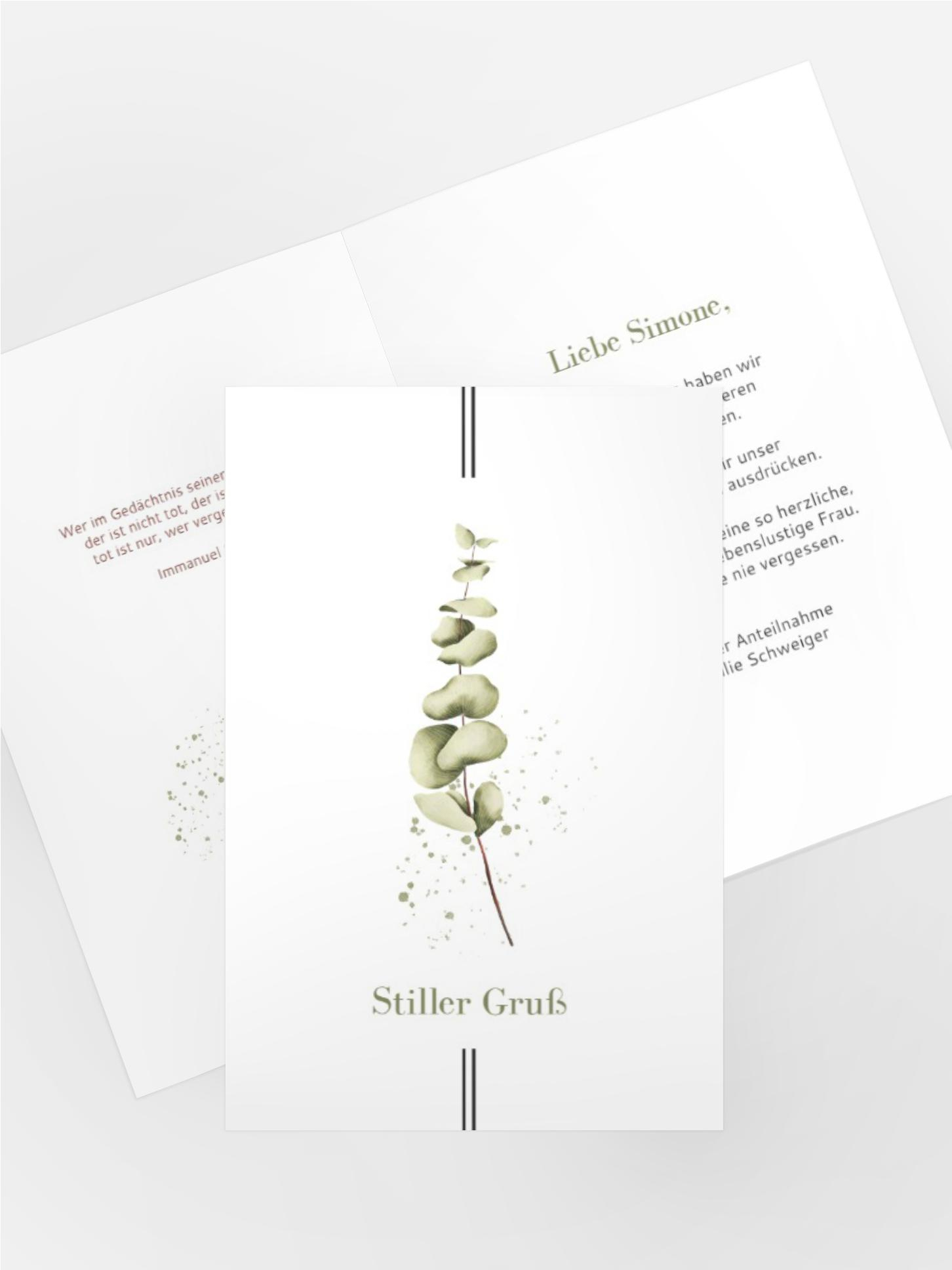 Kondolenzkarte Eukalyptuszweig
