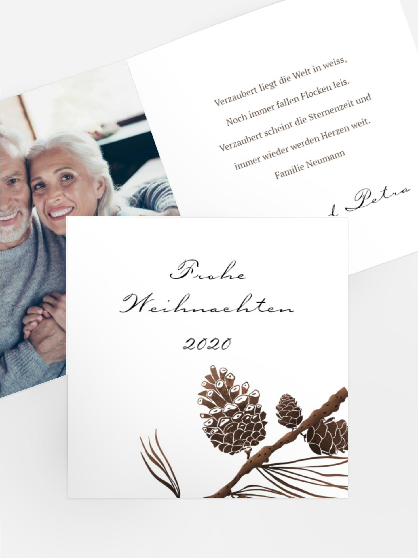 Foto Weihnachtsgrußkarte Tannenzapfen Foto Weihnachtsgrußkarte Tannenzapfen