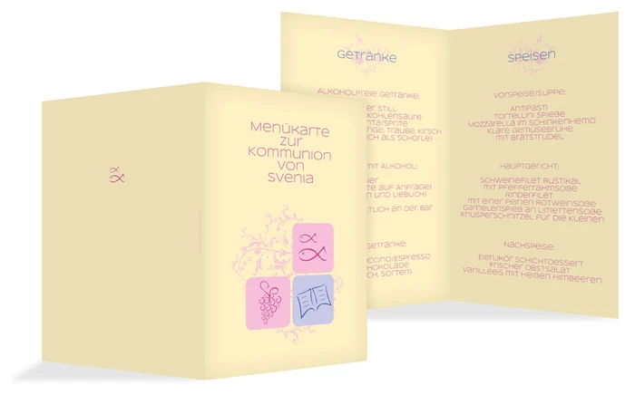 Menükarte Kommunion Fisch