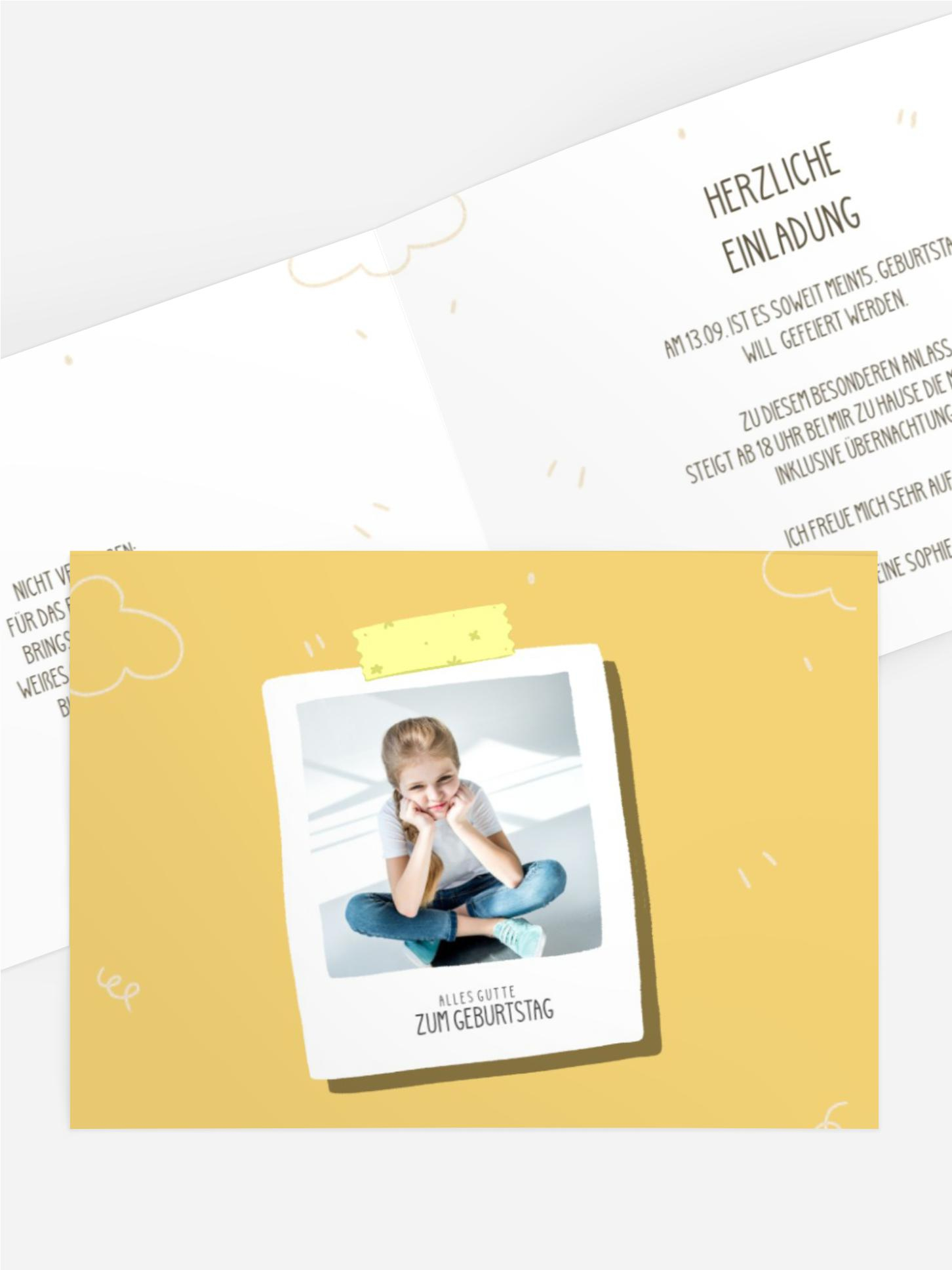 Jugendliche Geburtstagseinladung Fotogrüße