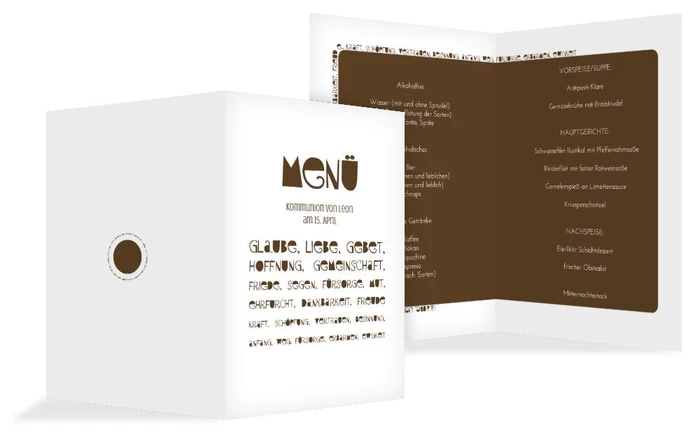 Menükarte Kommunion Spruchkreis