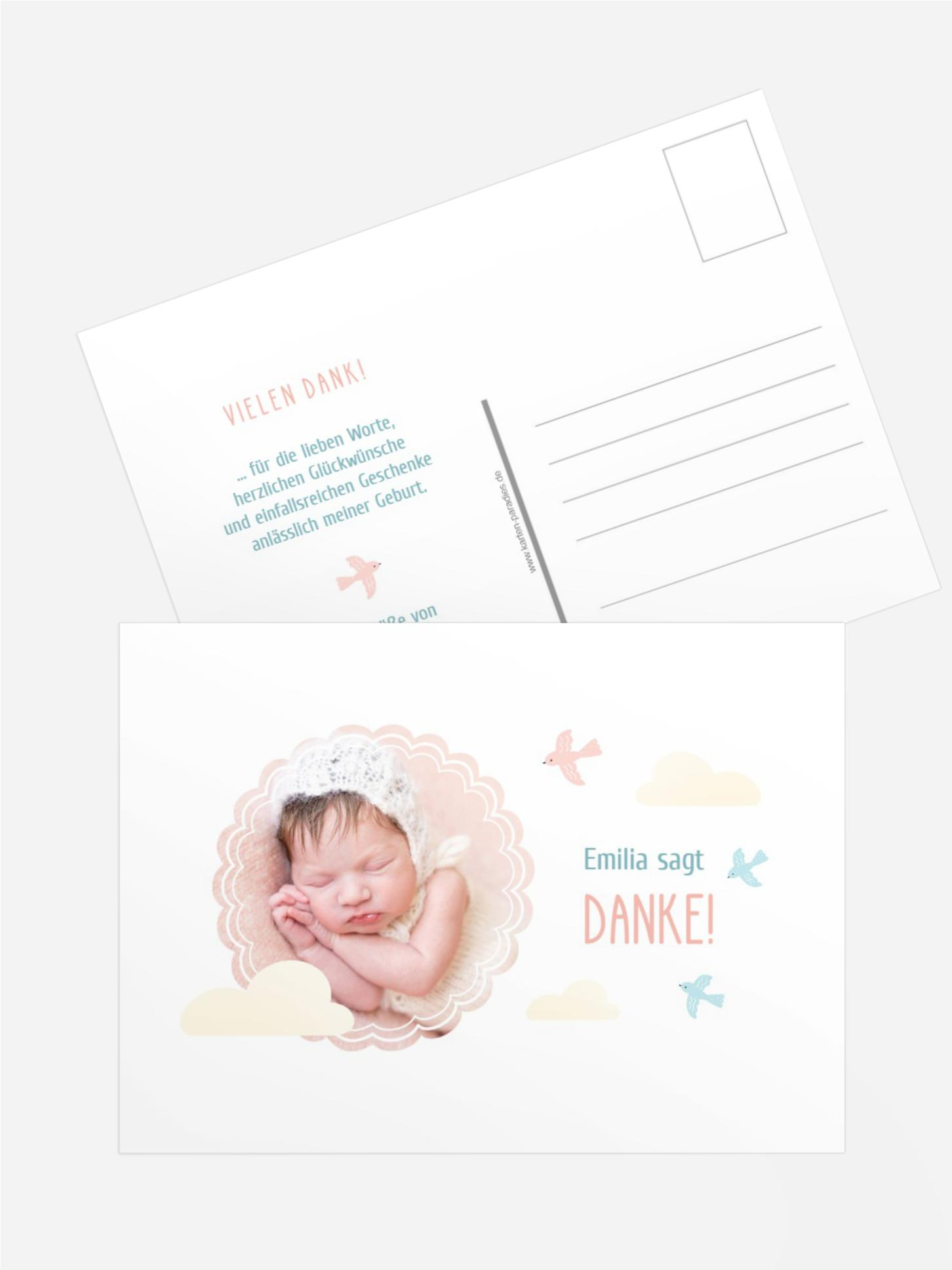 Baby Dankeskarte Heißluftballon