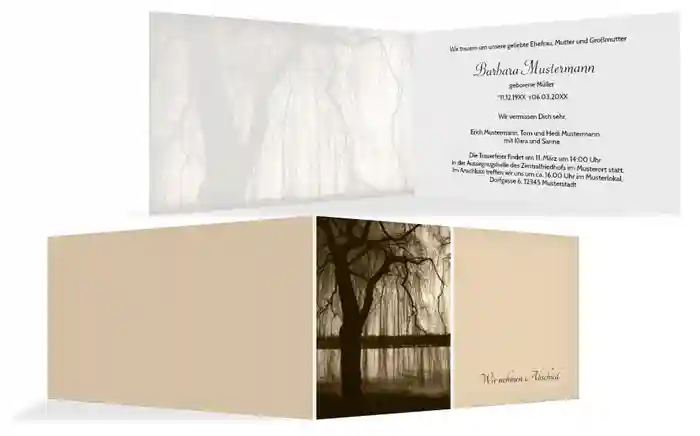 Trauerkarte Baum am See 2 quer Trauerkarte Baum am See 2 quer