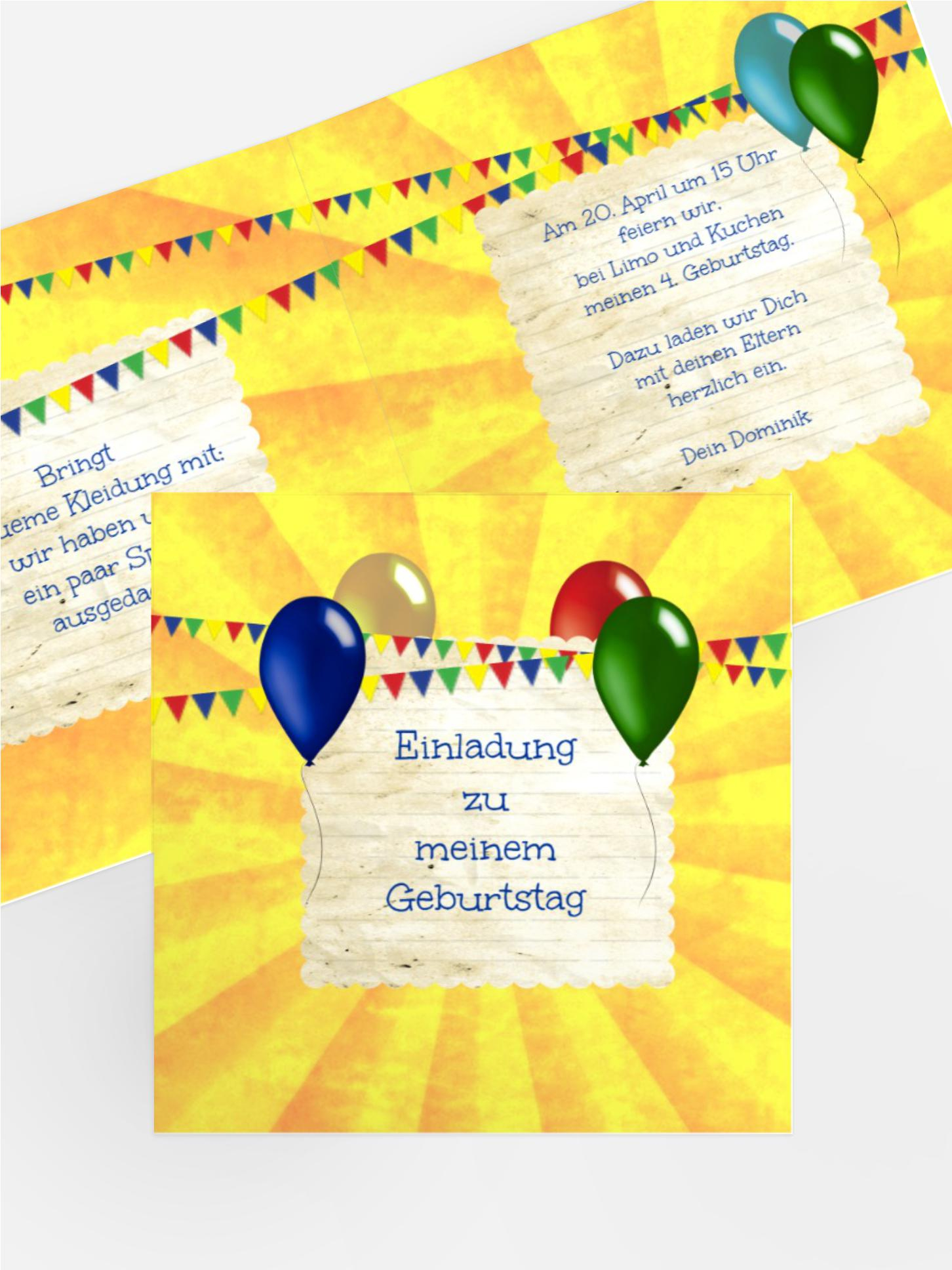 Einladungskarte Geburtstag Luftballons