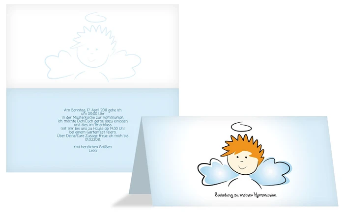 Einladungskarte Konfirmation Engelchen Jungs Einladungskarte Konfirmation Engelchen Jungs