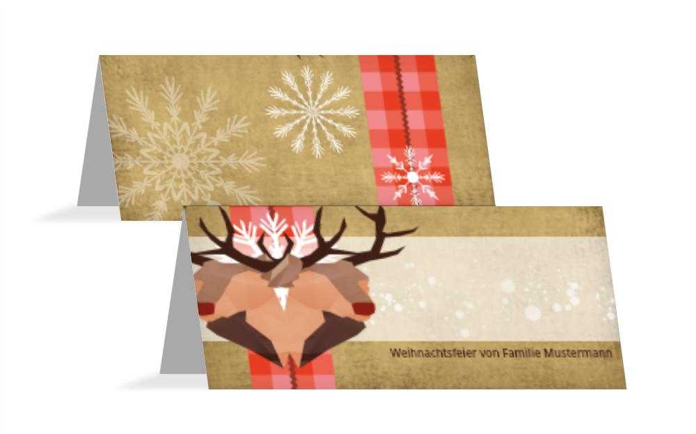 Weihnachtstischkarte Hirschkopf Weihnachtstischkarte Hirschkopf