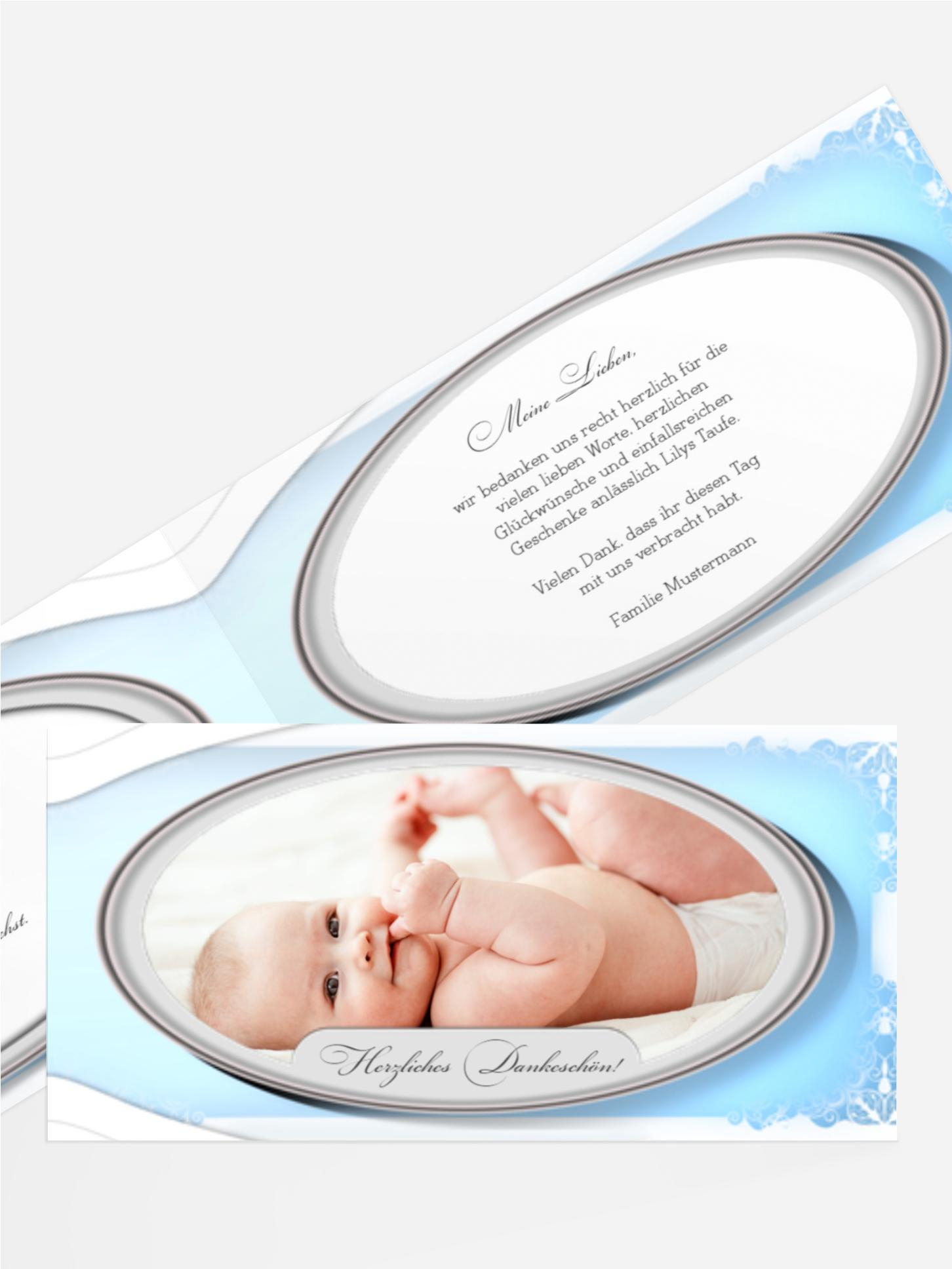 Dankeskarte Taufe Oval Frame