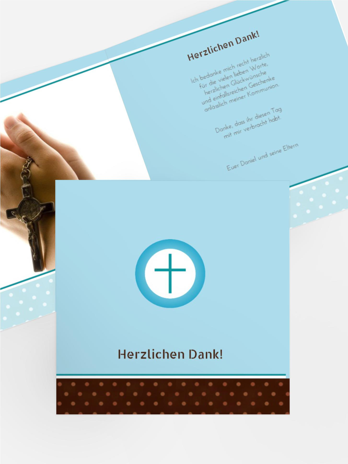 Kommunion Dankeskarte Kreuzhostie