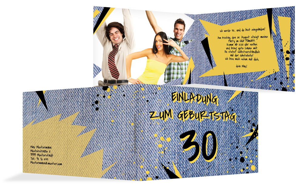 Einladung zum Geburtstag Jeans Style 30 Foto Einladung zum Geburtstag Jeans Style 30 Foto