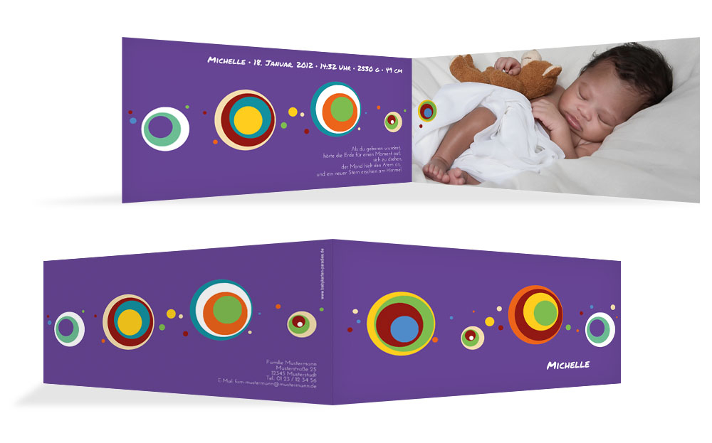 Babykarte Retro Kreise Babykarte Retro Kreise