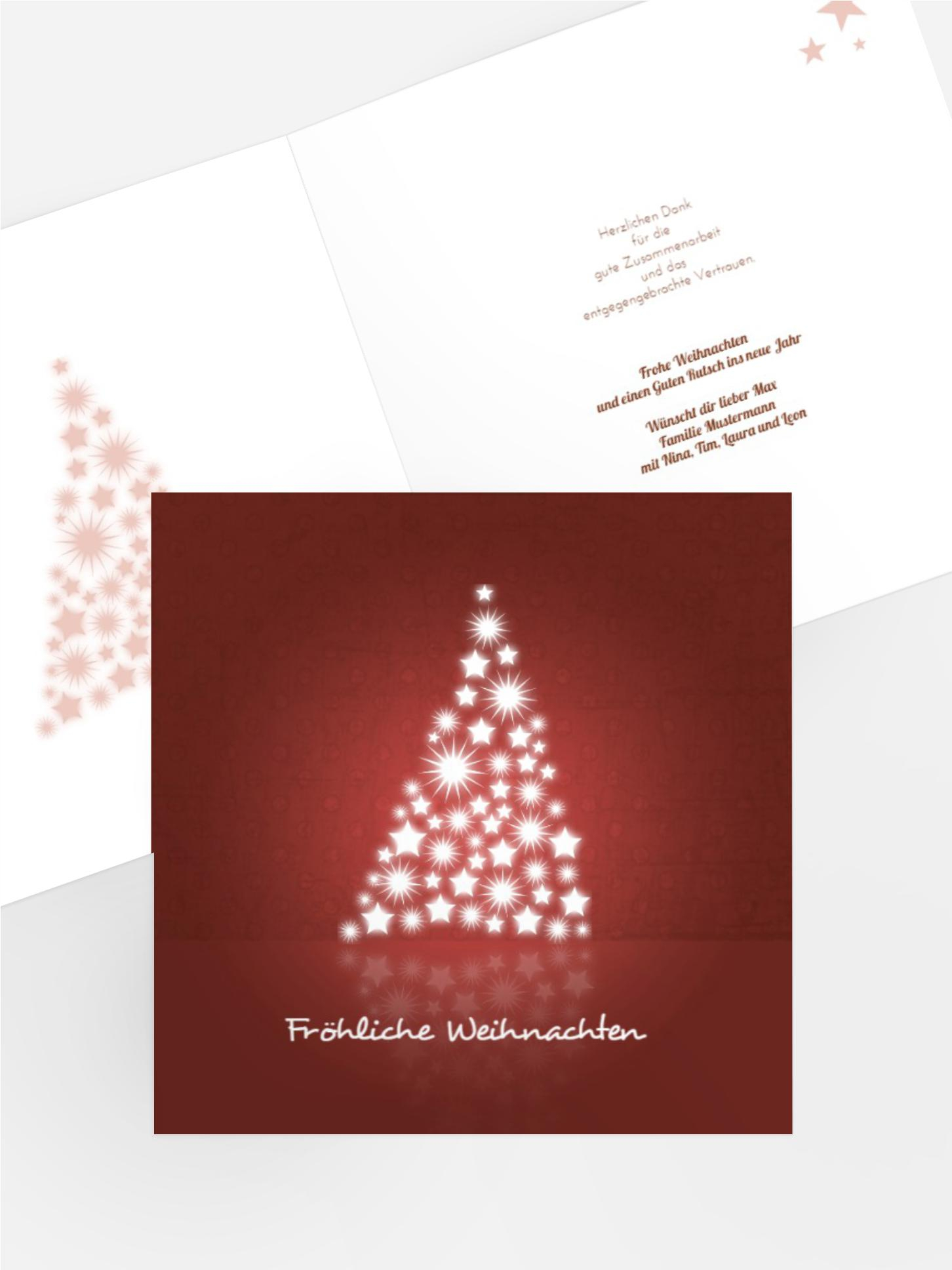 Weihnachtsgrußkarte Geschäft Spiegelbaum