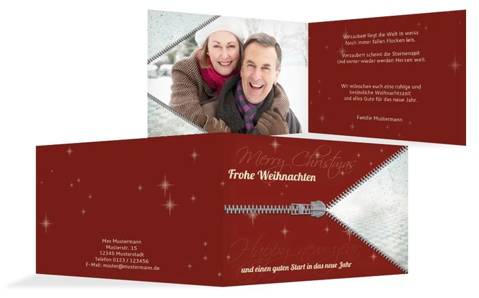 Grußkarte zu Weihnachten Privat Reißverschluss