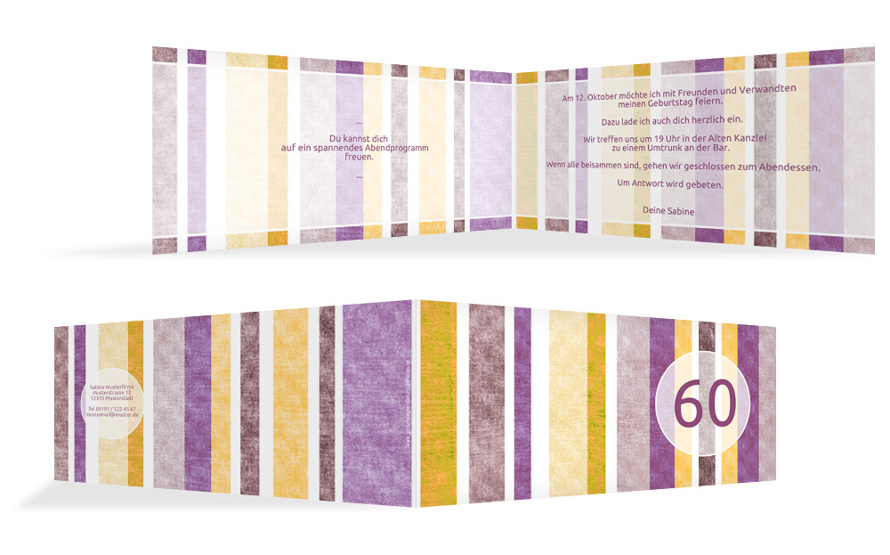 Geburtstagseinladung Gestreift 60