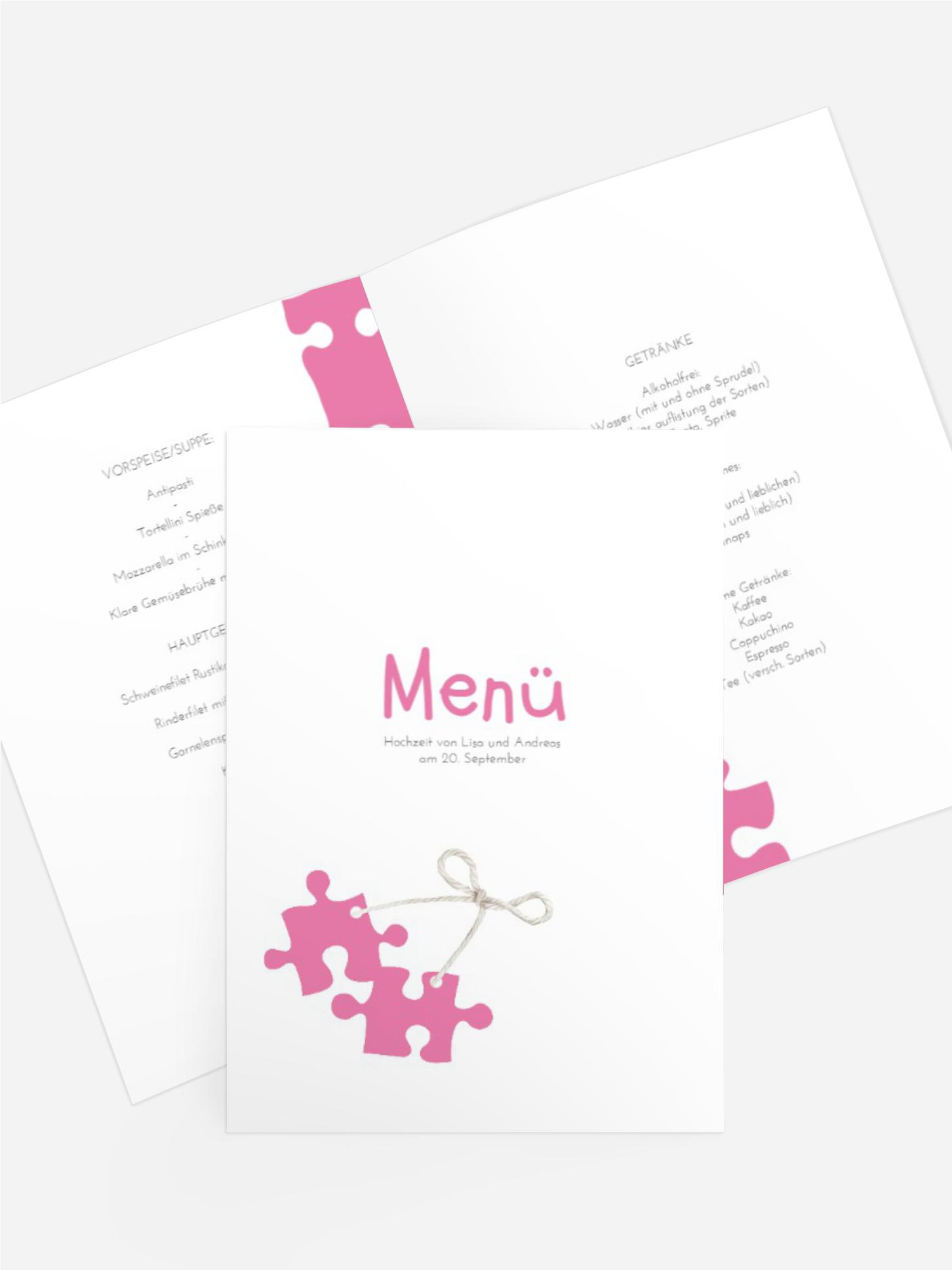Menükarte Puzzleteile