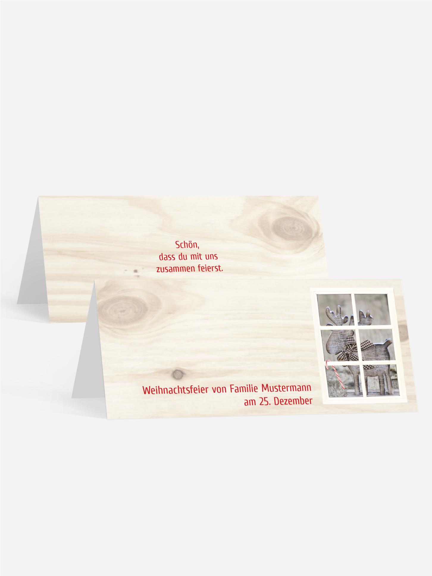 Weihnachtstischkarte Holzelch