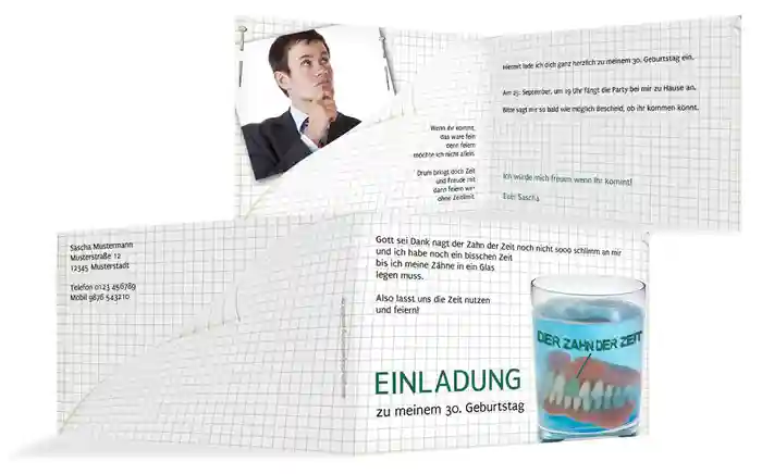 Einladungskarte Geburtstag Der Zahn der Zeit