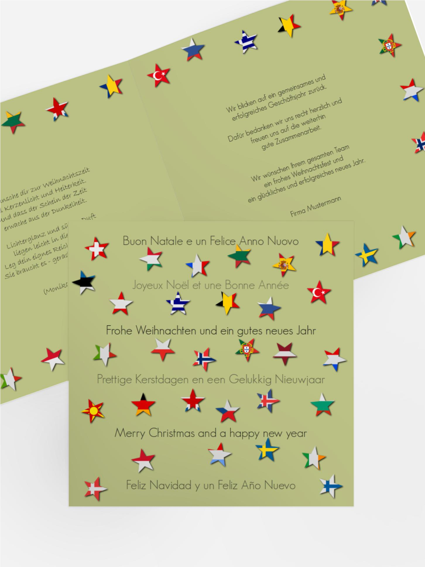 Weihnachtskarte Geschäftlich Flaggensterne