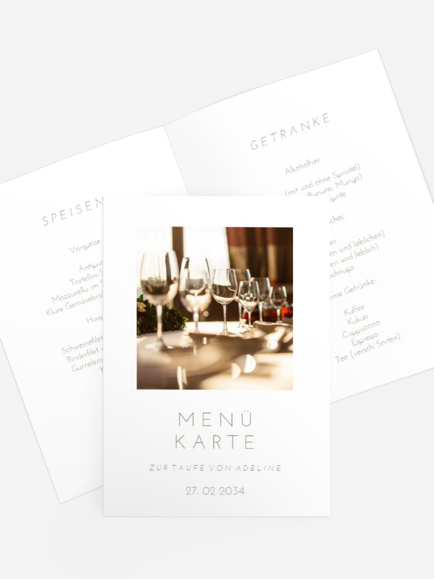 Menükarte Taufe Süße Träume