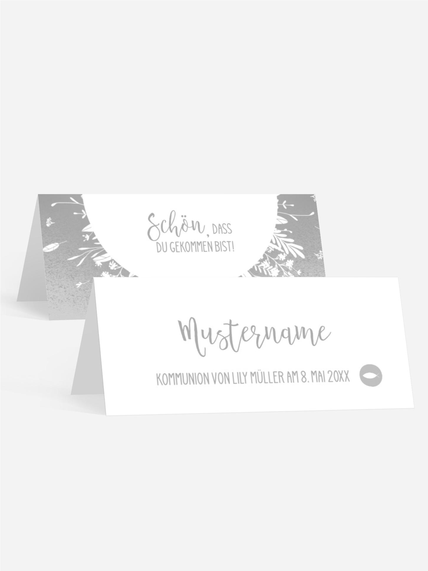 Tischkarte Kommunion Blumenfisch