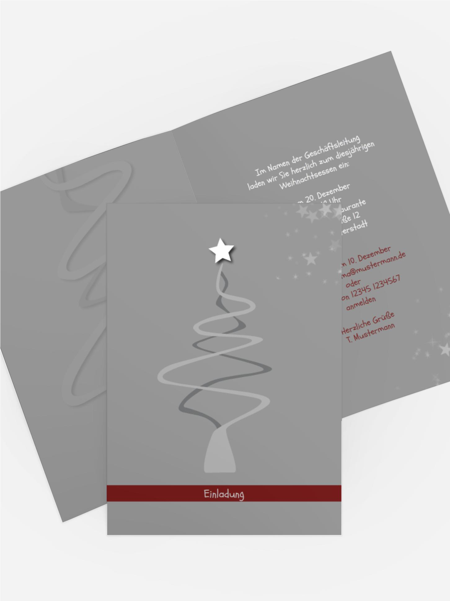 Weihnachtseinladung Geschäft Schnörkelbaum