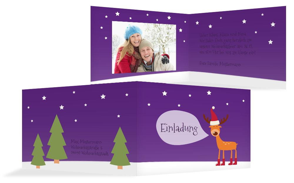 Fotoweihnachtseinladung Rentier
