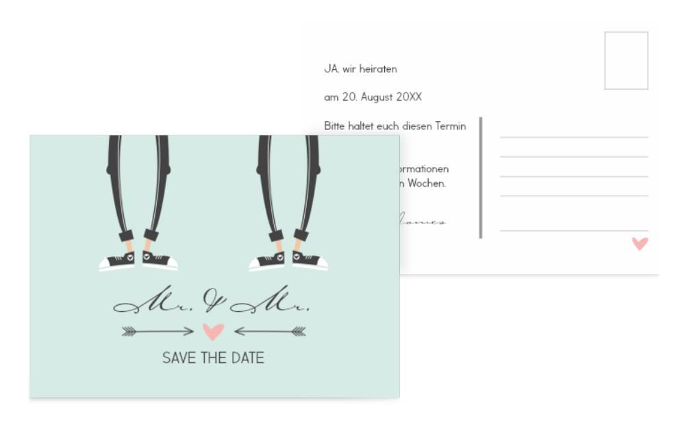 Save the Date Karte zur Hochzeit Pärchen - Männer Save the Date Karte zur Hochzeit Pärchen - Männer