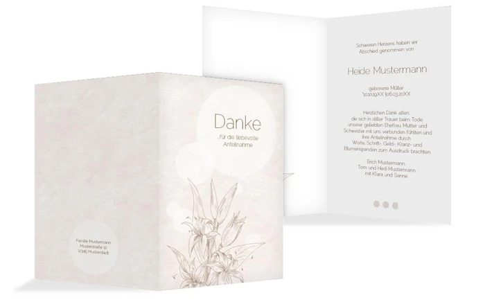 Dankeskarte Lilien hoch