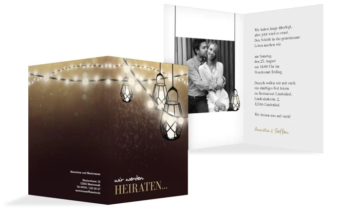 Hochzeitseinladung Vintage Laterne