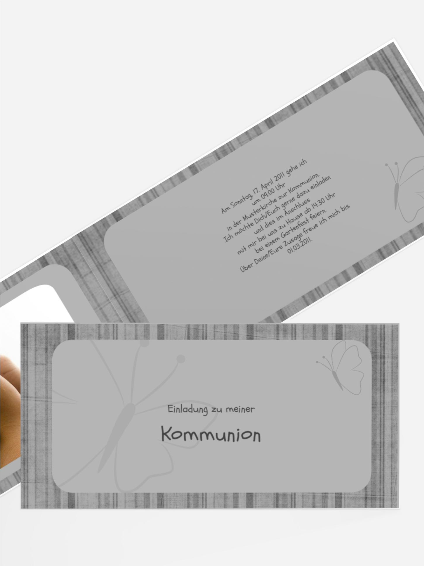 Einladungskarte Kommunion Butterfly 2