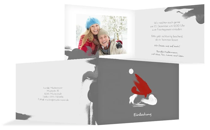 Weihnachts Einladungskarte privat Farbenmütze