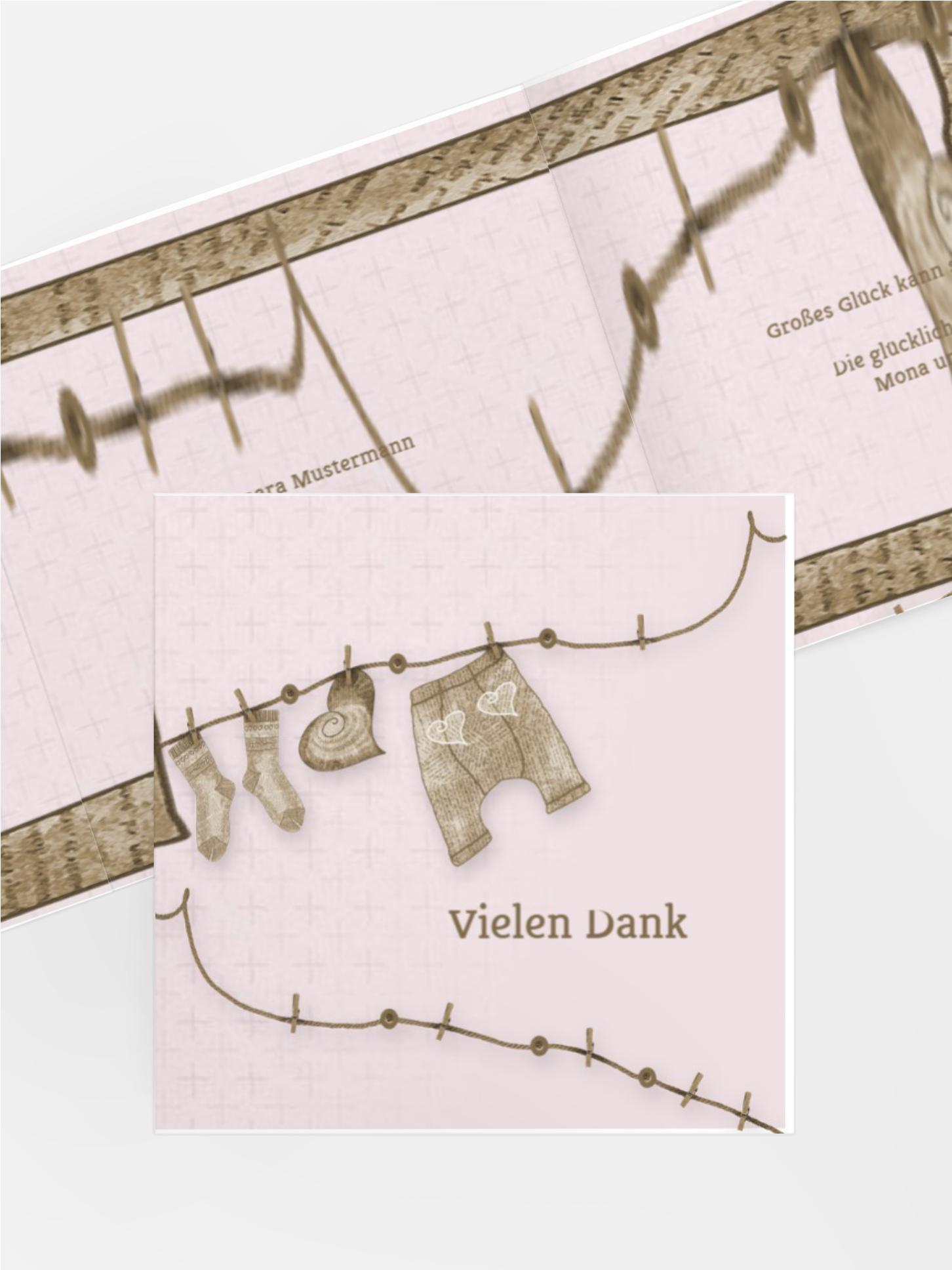 Baby Dankeskarte Wäscheleine