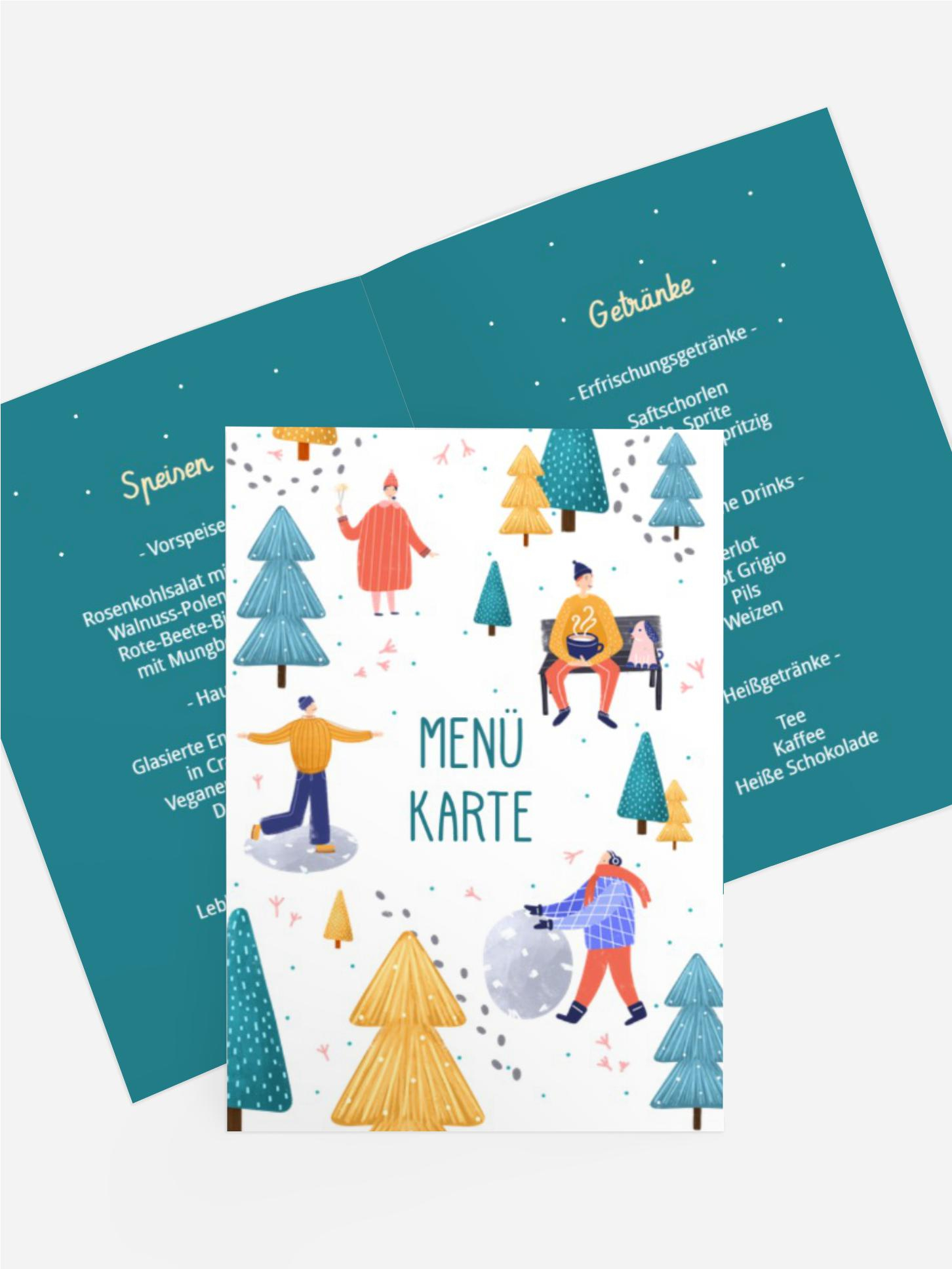 Weihnachtsmenükarte Fröhliche Winterzeit