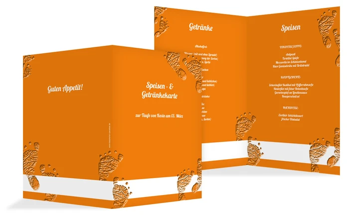 Menükarte Taufe Footprints