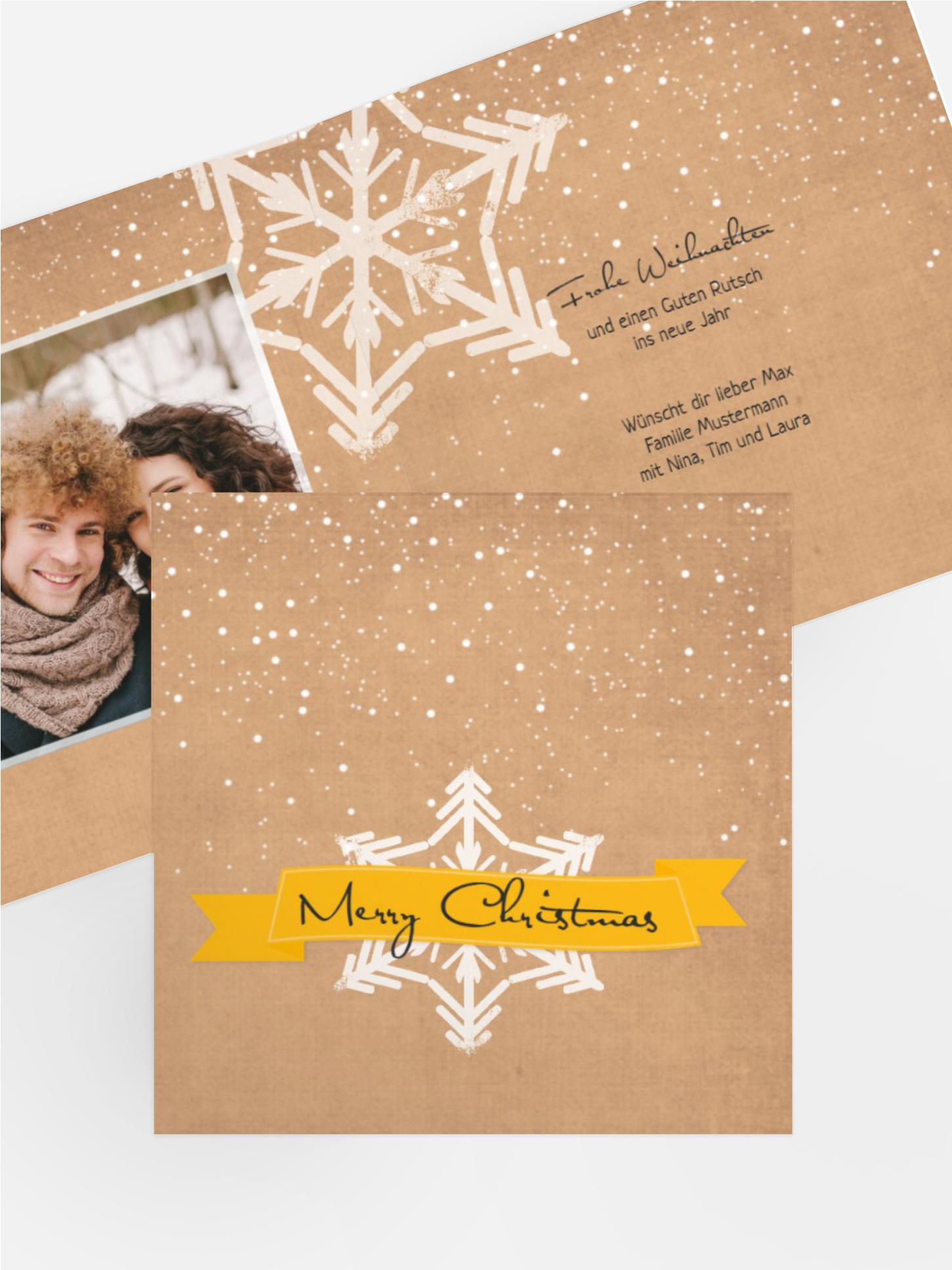 Foto Weihnachtsgrußkarte Schneestern