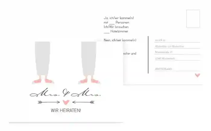 Antwortkarte zur Hochzeit Pärchen - Frauen