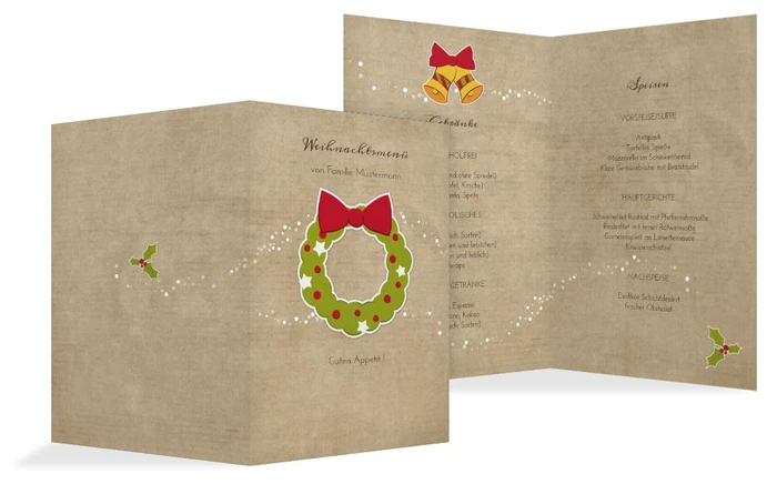 Weihnachtsmenükarte Weihnachtskranz