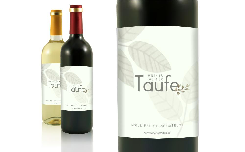 Flaschenetikett Taufe Heiliger Kranz